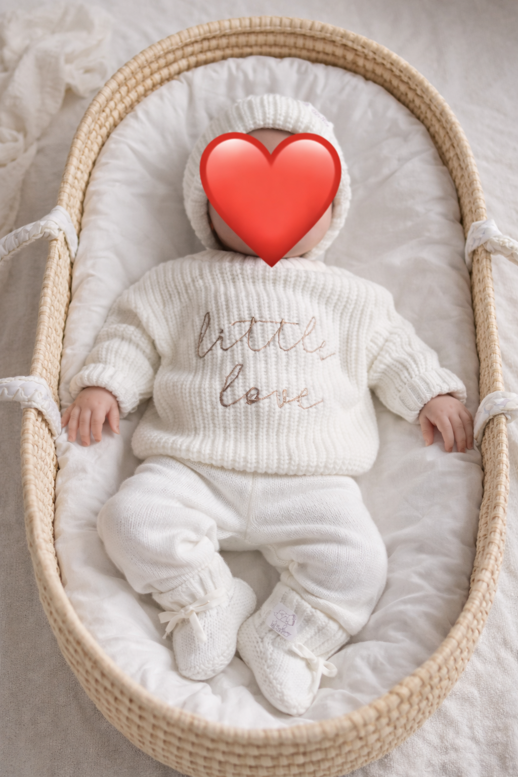 Ensemble 4 pièces tricotés bébé "Little Love" en blanc