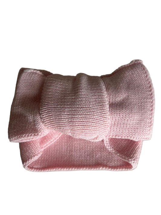 Bandeau nœud tricoté rose – Confort & douceur