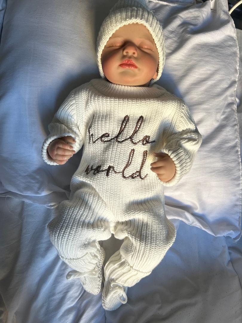 Hello world marron chocolat – Tricot en coton naturel