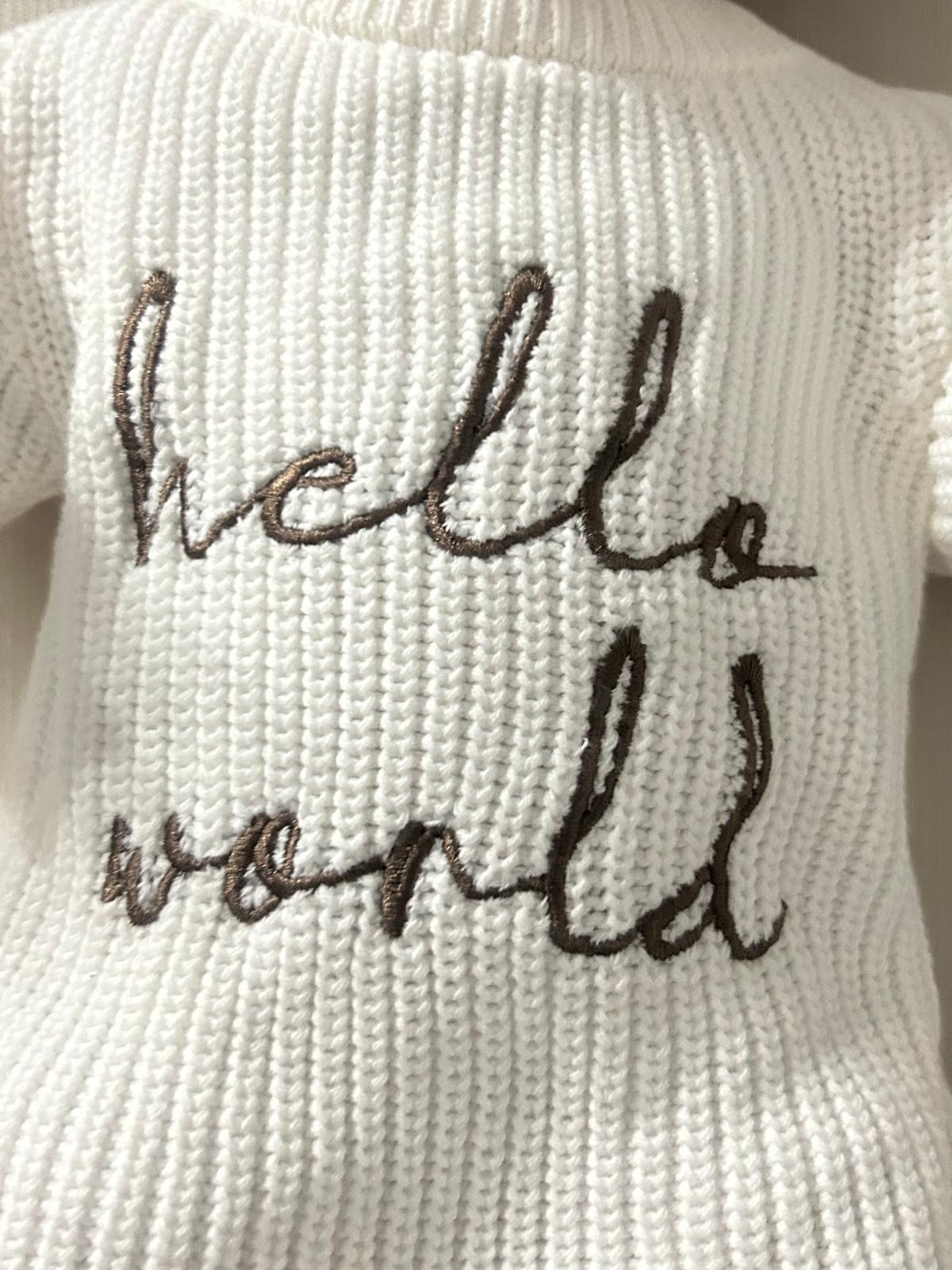 Hello world marron chocolat – Tricot en coton naturel