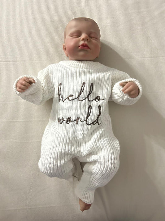 Hello world marron chocolat – Tricot en coton naturel