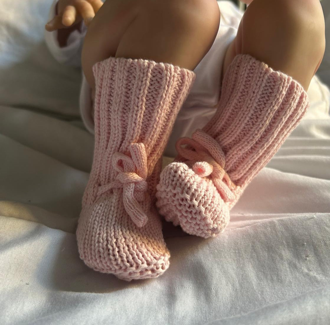 Chaussons fait main – Rose poudré