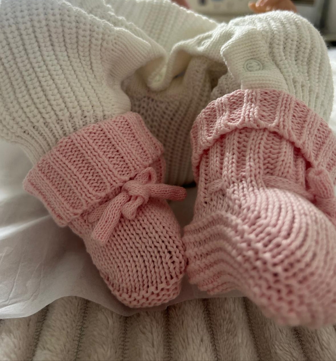 Chaussons fait main – Rose poudré