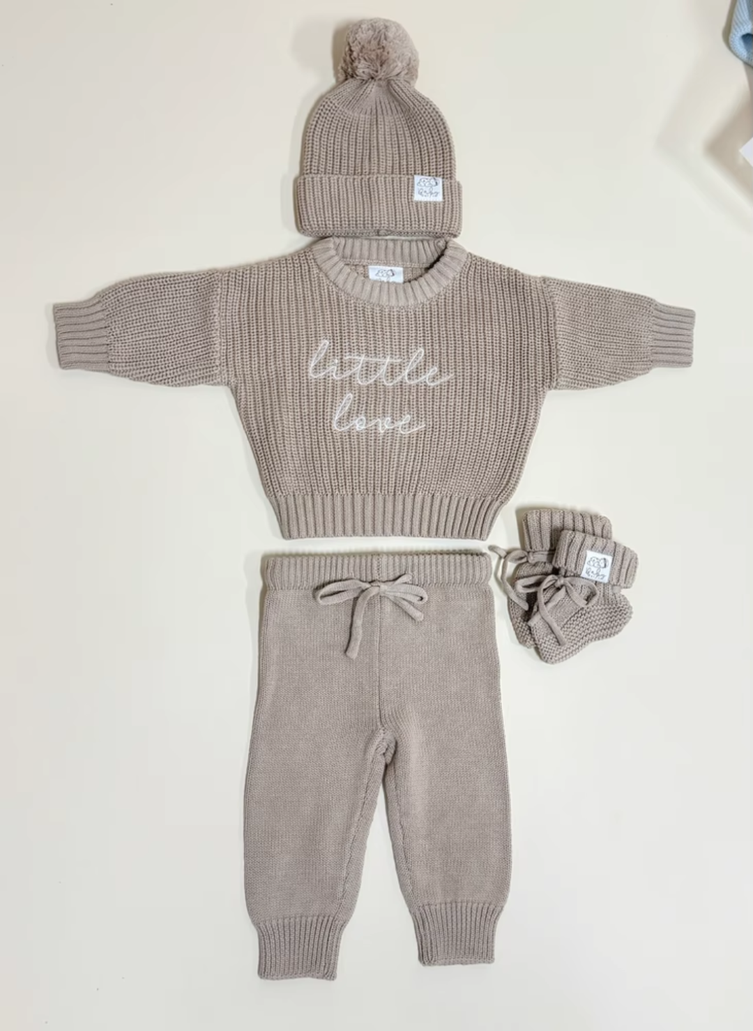 Ensemble tricoté bébé "Little Love" Camel / Beige chaud