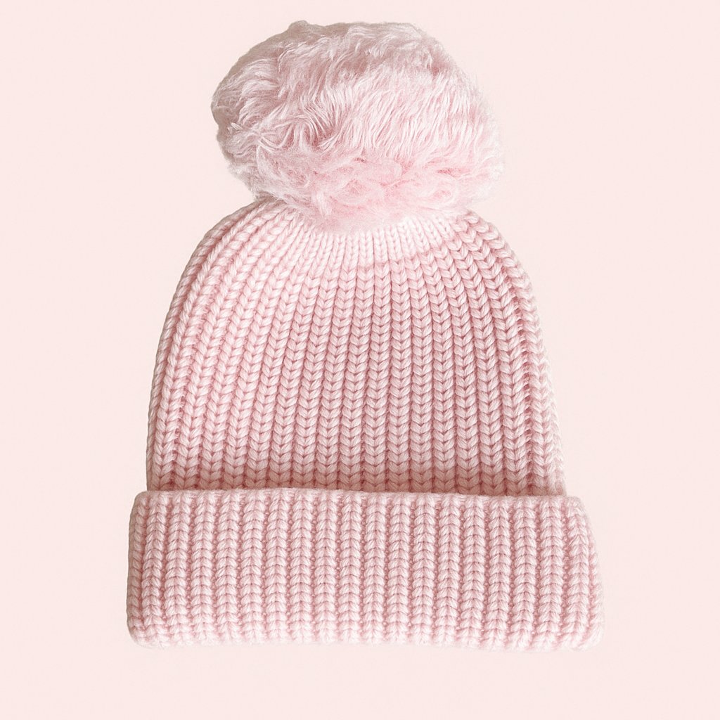 Hello World rose– Tenues de naissance en tricot naturel