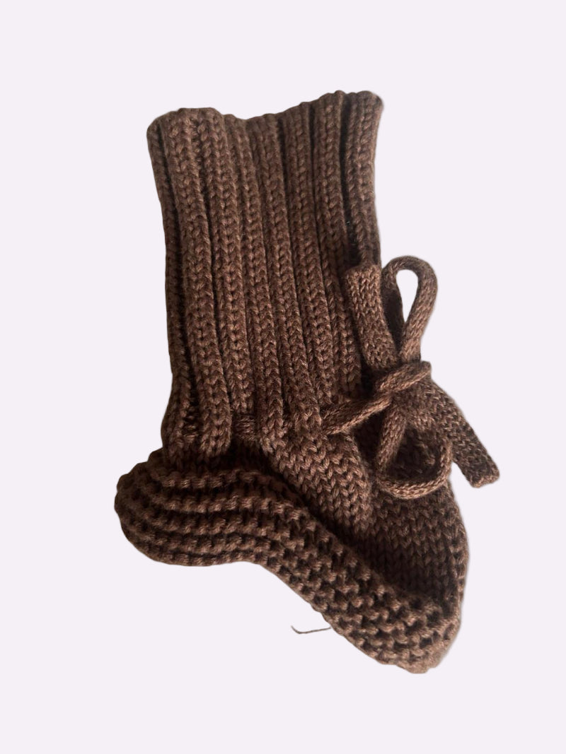 Hello world marron chocolat – Tricot en coton naturel