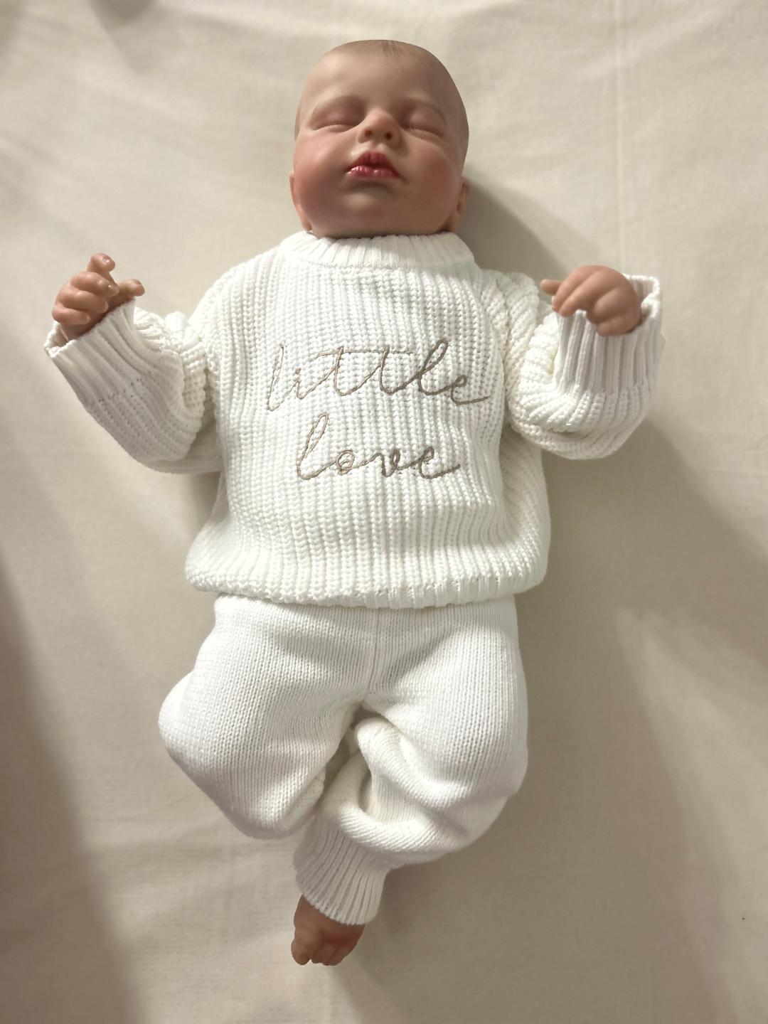Ensemble 2 pièces tricotés bébé "Little Love" en blanc