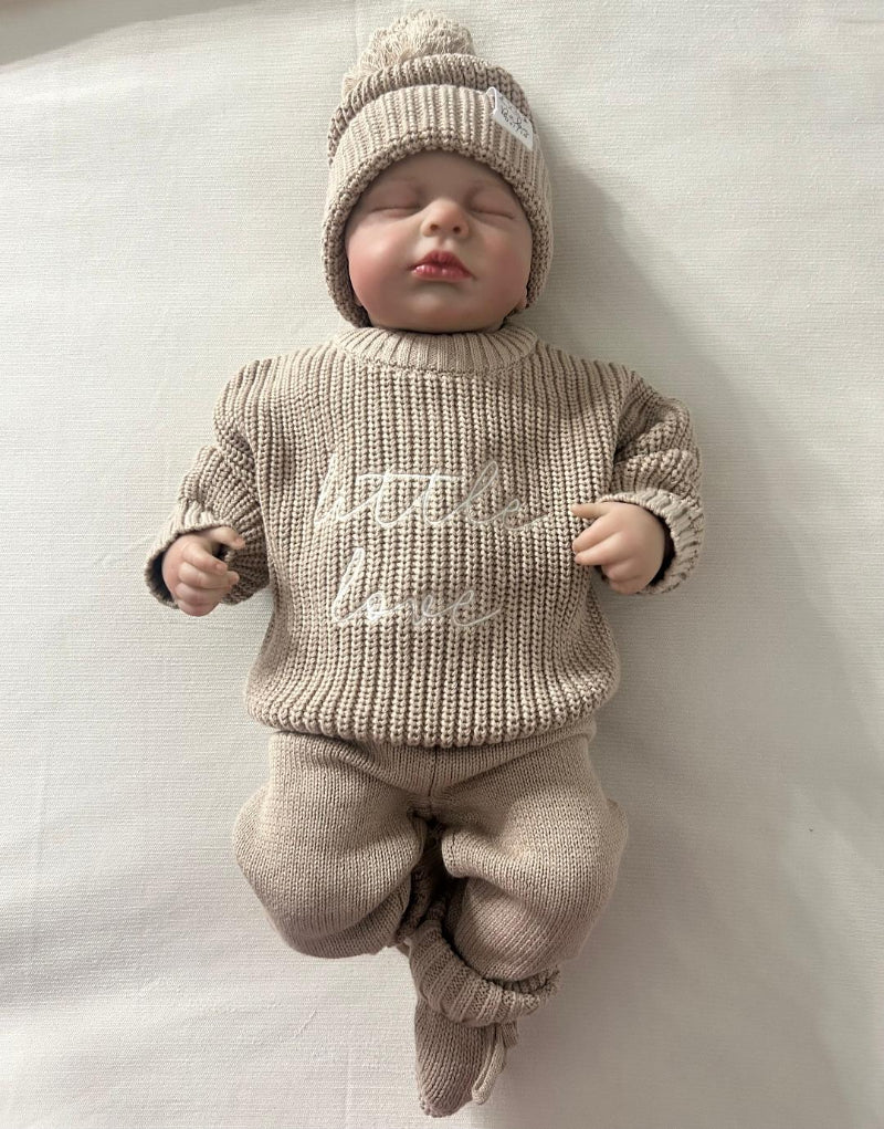 Ensemble tricoté bébé "Little Love" Camel / Beige chaud